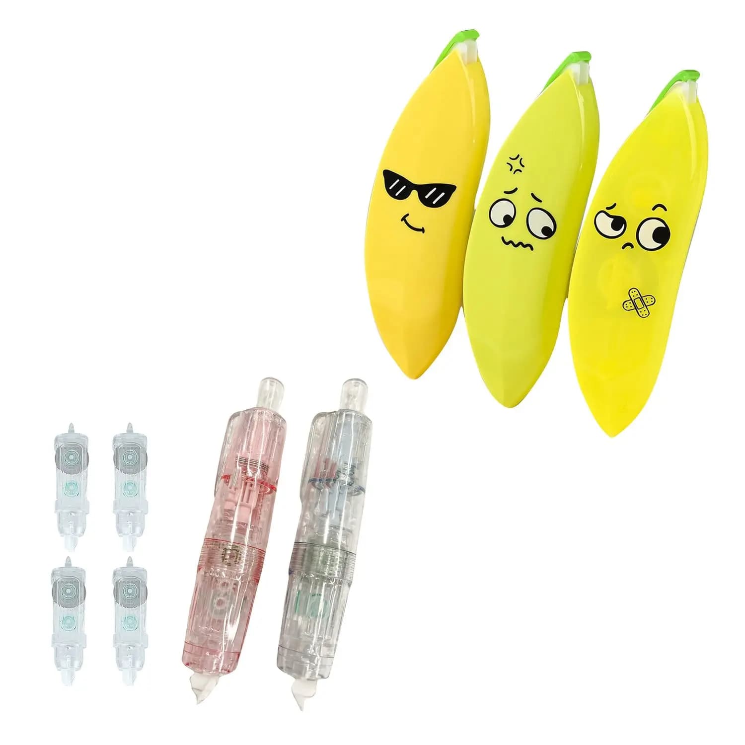 White Out Correction Tape & Correction Tape, Double Sided Tape Roller With 4 Tape Refills, Adhesive Tape Dispenser Runner For Sc