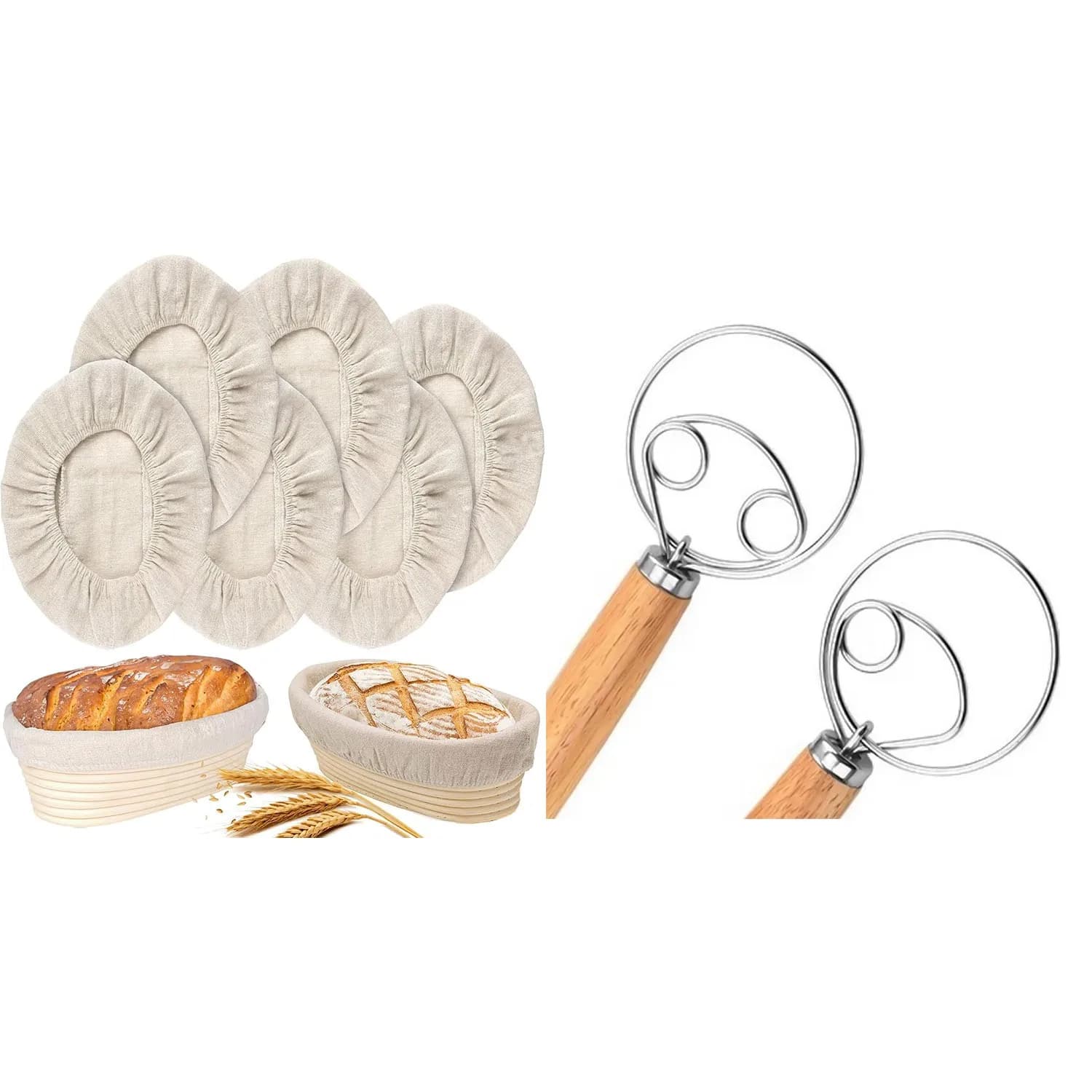 Proofing Basket,Bread Basket & Whisk ,Hand Mixer, Bread Proofing Basket Cloth Liner, Baking Dough Basket Cover
