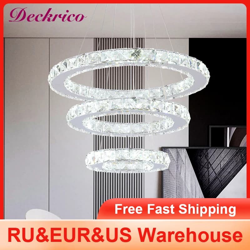Modern LED Crystal Ceiling Lamp Chandelier Corridor Nordic Pendant Light Home Decor Fixtures Hanging Indoor Luster Living Dining