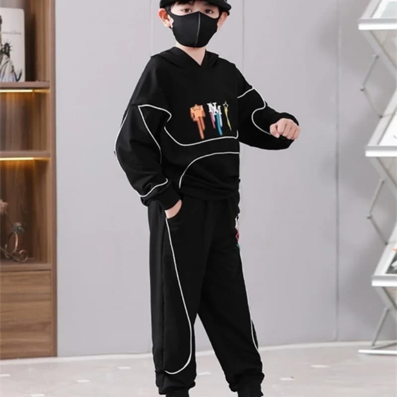 Boys Sweatshirts +Pants Kids Suits 2PCS/Set Cotton 2025 Black Spring Autumn Cotton High Quality Christmas Gift Children Clothing