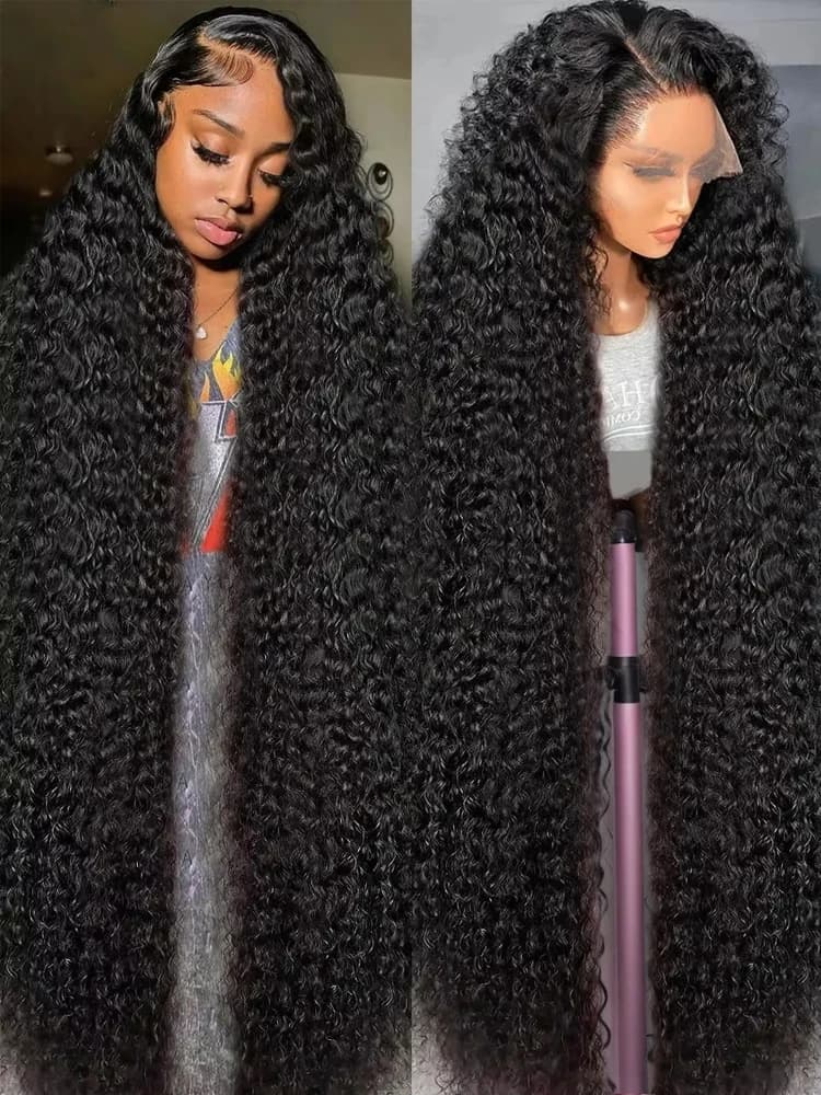 Mossily Brazilian 250 Density 30 40 Inch Deep Wave 13x6 HD Transparent Lace Front Human Hair Wigs Curly 13x4 Lace Frontal Wig