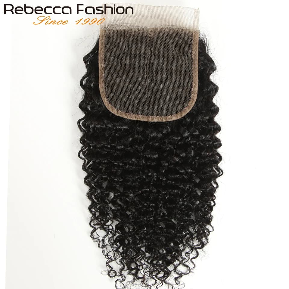 4X4 Kinky Curly Lace Closure Pre Plucked Human Hair Transparent Lace Closure With Baby Hair Brazilian Curly TOP Lace Closure