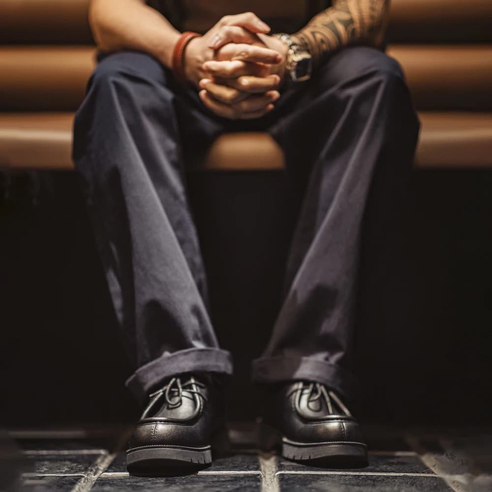 Maden 2024 New  American Retro Wallabee Shoes British Casual Black Round Toe Derby Leather Low Top Shoes for Men's Spring