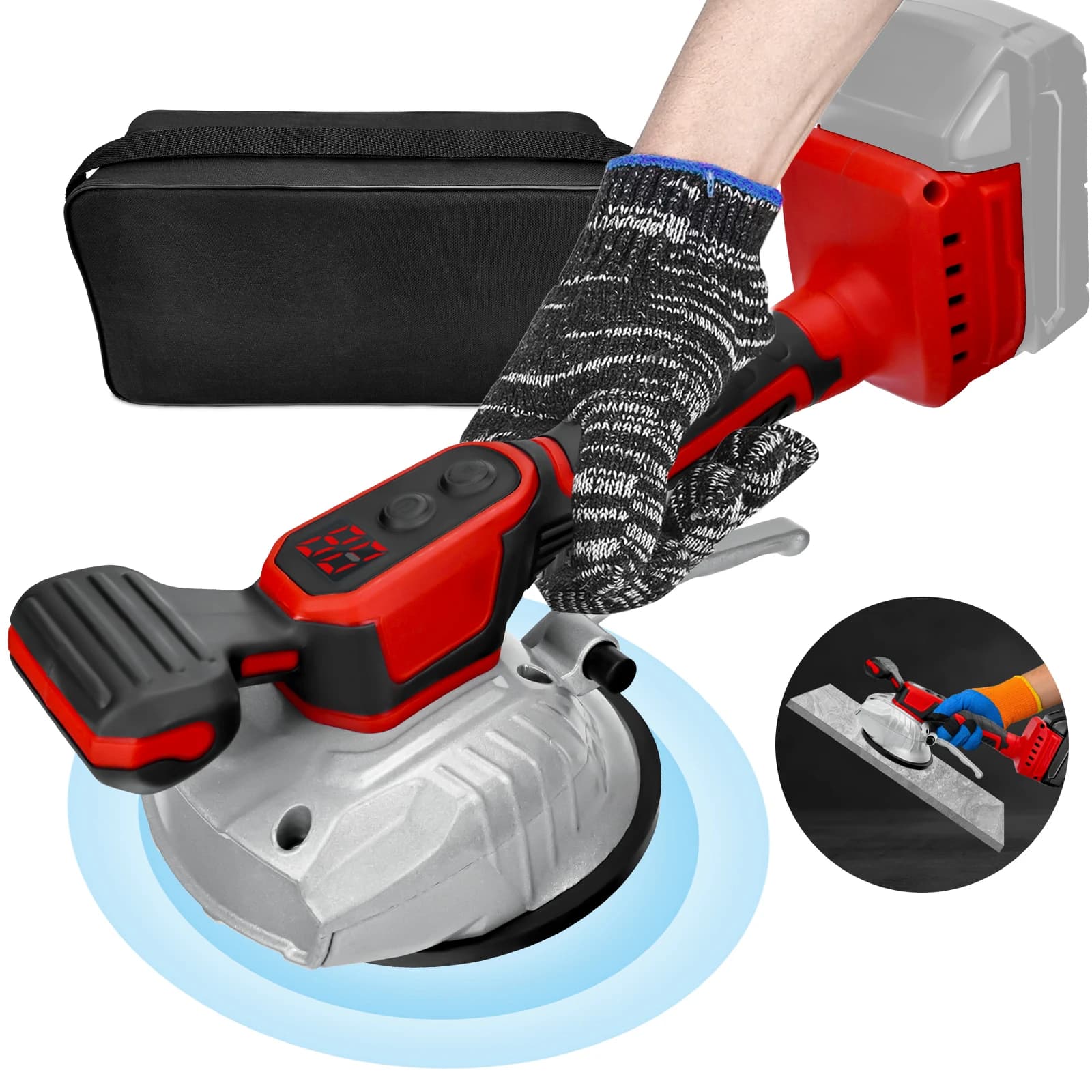 Cordless Tile Vibration Leveling Machine Digital Display 8 Adjustable Speed Tiler Vibrator for Milwaukee Battery (No Battery)