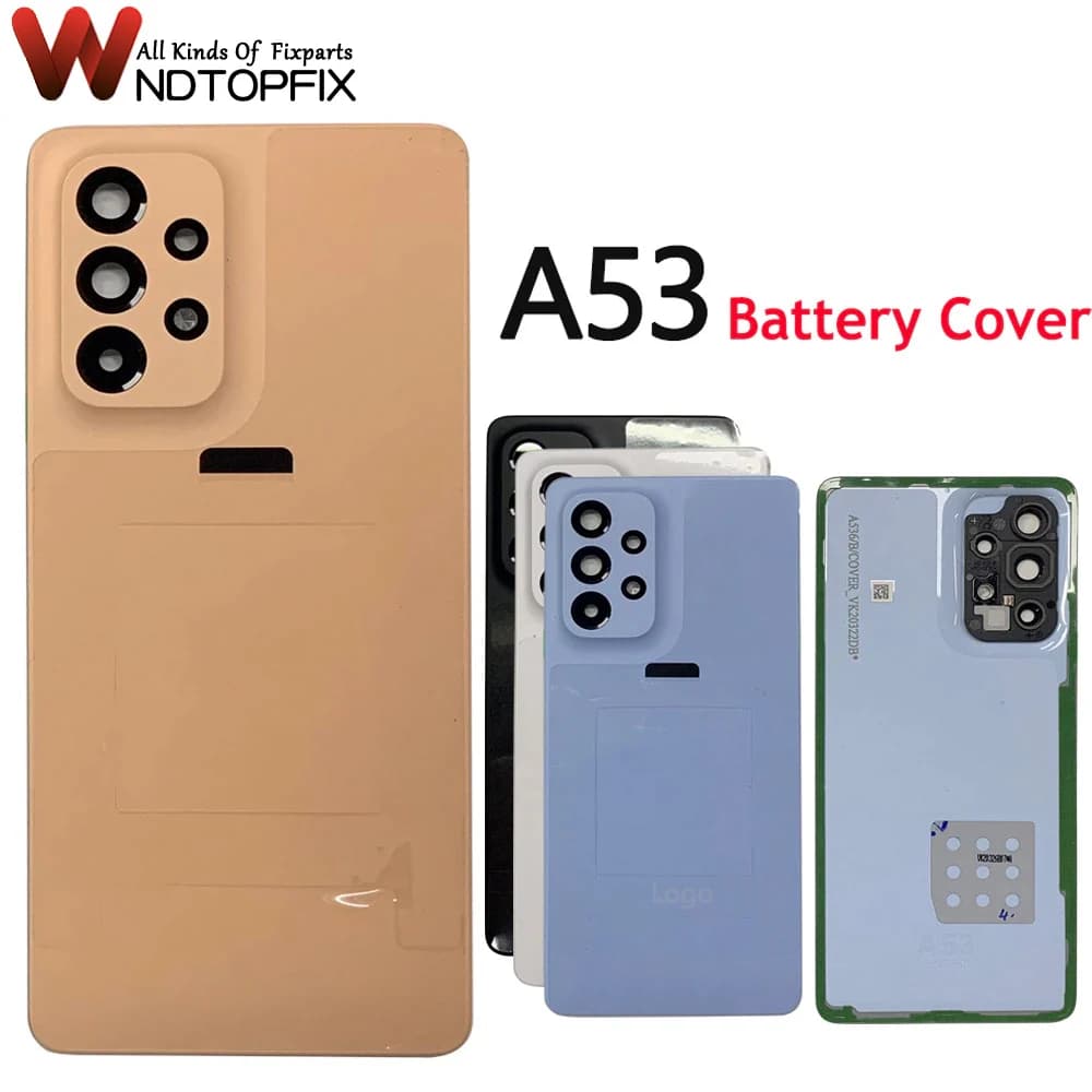 New For Samsung Galaxy A53 Back Cover Housing Rear Phone Case Door Replacement For Samsung A53 5G Battery Cover With Lens +Logo
