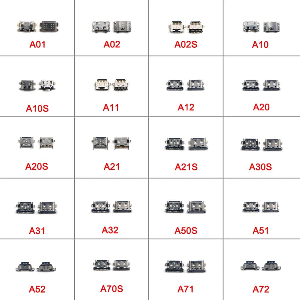 100Pcs Charger USB Charging Port For Samsung A01 A02 A02S A11 A10 A10S A12 A20 A20S A21 A21S A30S A50S A31 A71 A32 A51S A52 A70S
