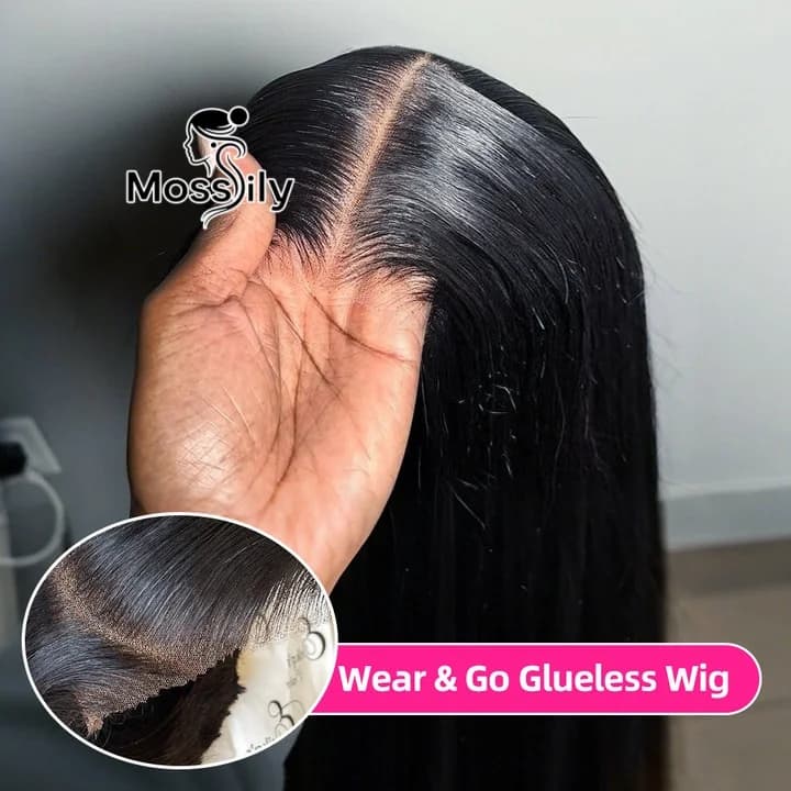5x5 Glueless Wig Human Hair Ready To Wear Pre-Cut Lace Wear And Go Glueless Wigs Straight Lace Front Human Hair Wig For Women