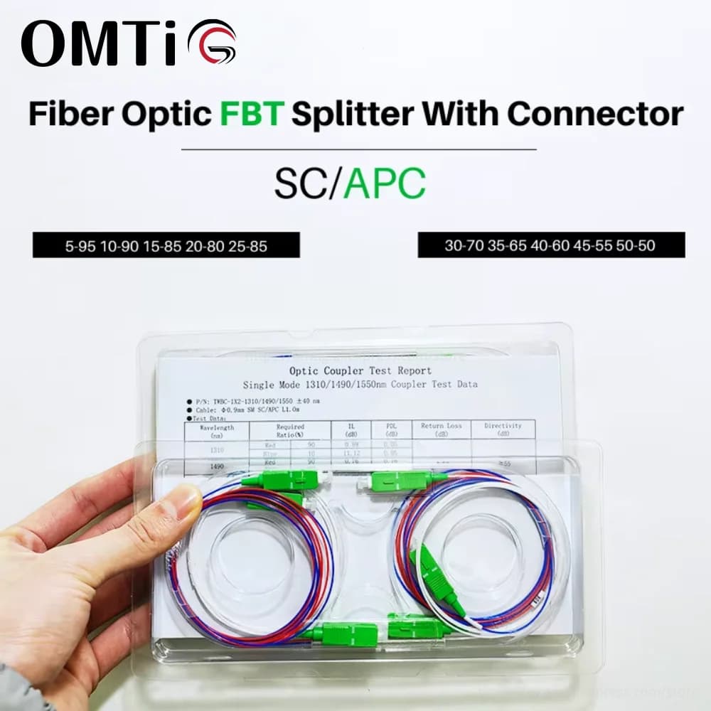 10pcs  1/99 10/90 20/80 30/70 40/60 50/50 35/65 25/75 15/85 Fiber Splitter, 1x2 FBT Splitter with SC/APC Connector