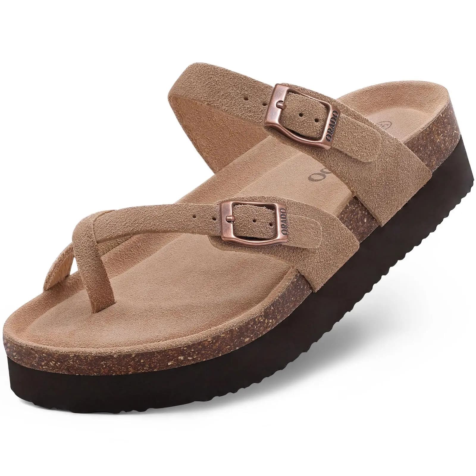 Comwarm Soft Cork Slippers For Women Classic Platform Clogs Slippers Open-Toe Flats Sandals Trendy Slip-on Mules And Beach Shoes