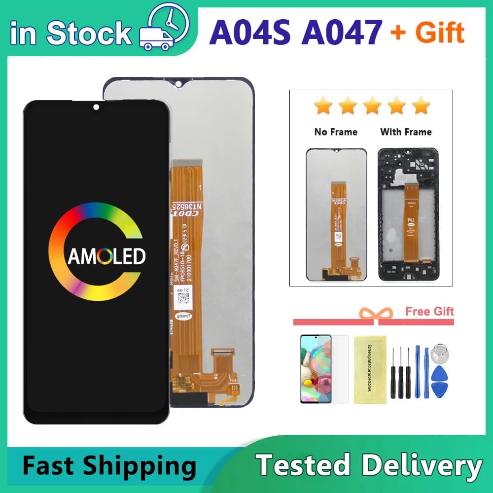 6.5'' For Samsung A04S LCD Display Touch Screen Digitizer For samsung A047F, A047F/DS,lcd display with frame