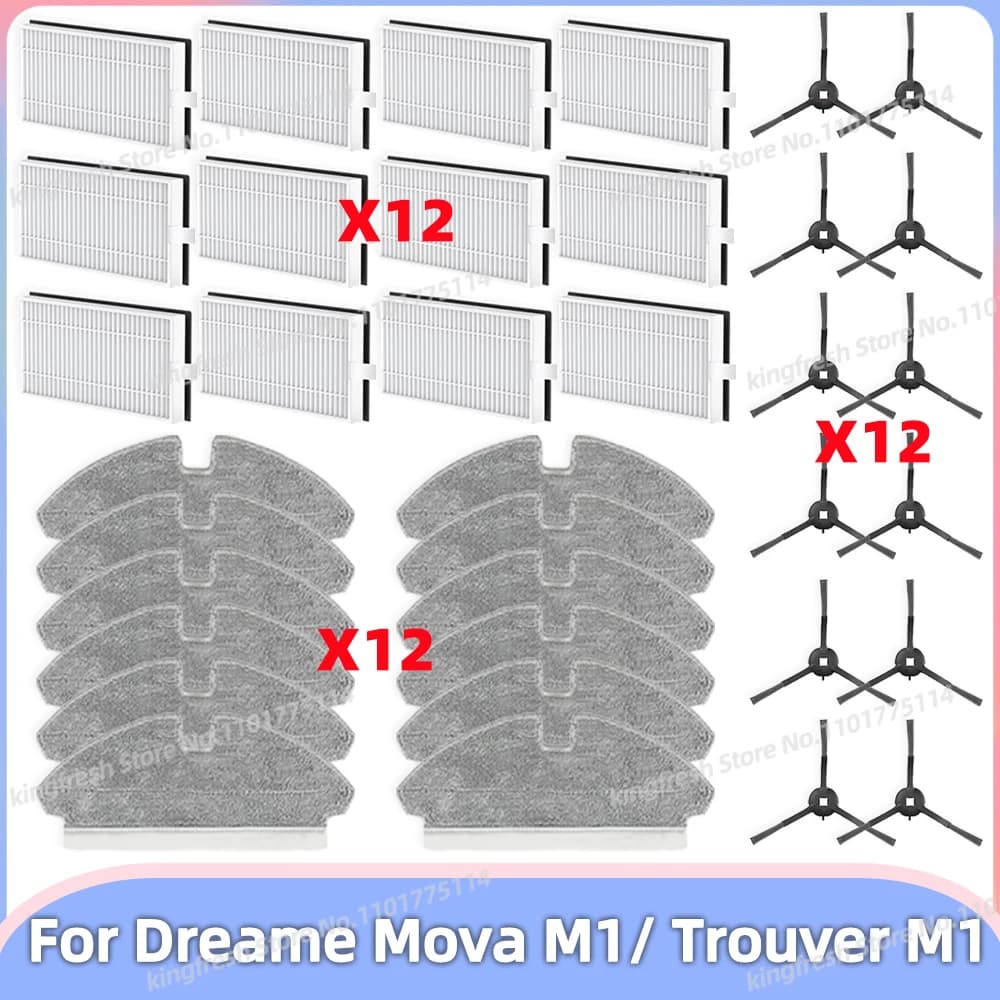 Compatible For ( Dreame Mova M1 / Trouver M1) Vacuum Replacement Parts Side Brush Hepa Filter Mop Cloth Accessories