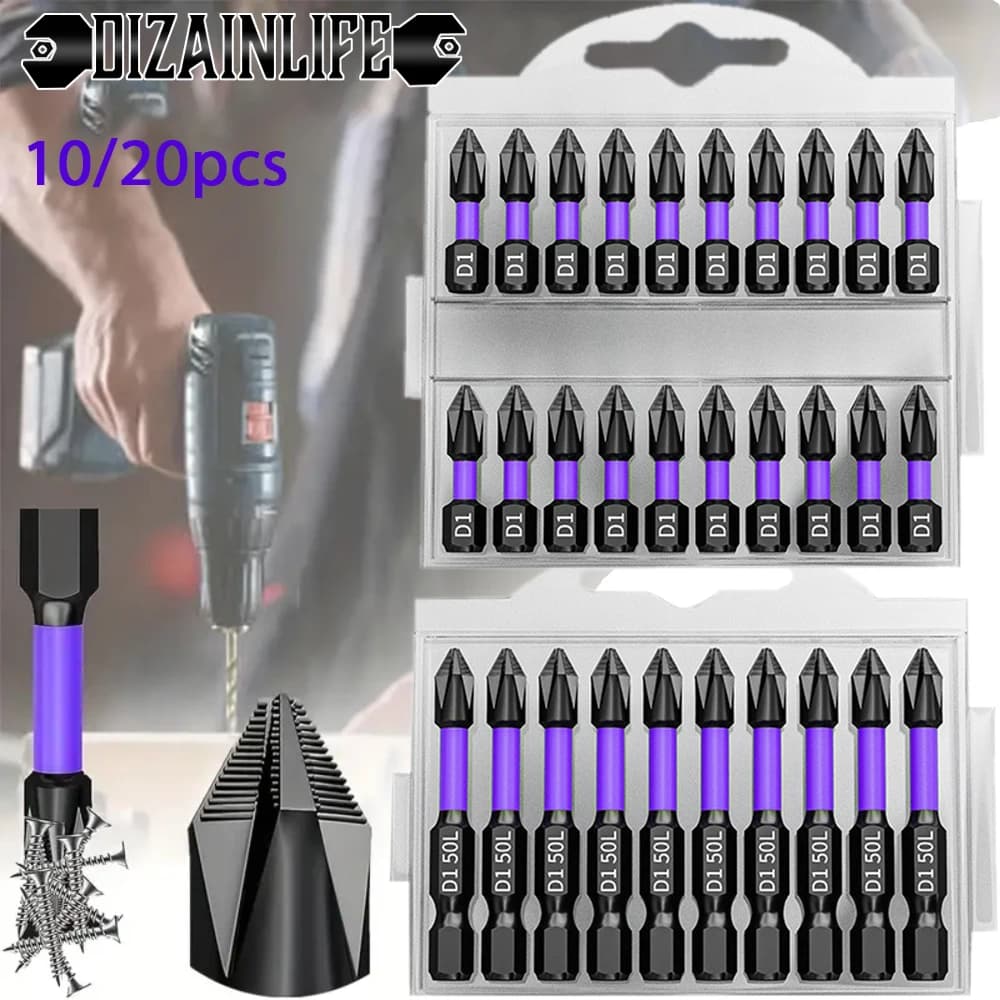 10/20PCS PH2 Impact Driver Bit Set Magnetic Cross Screwdriver Set Impact Drill Bit Screw Alloy Steel Non-slip Cross Screwdriver