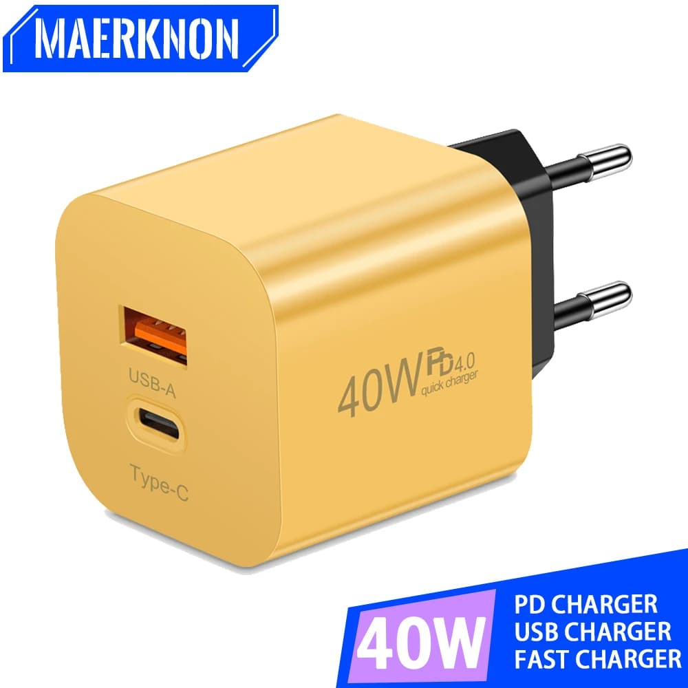 40W USB PD Charger Quick Charger 3.0 Fast Charging Type C Charger Power Adapter For iPhone 15 Xiaomi Samsung Huawei Wall Charger