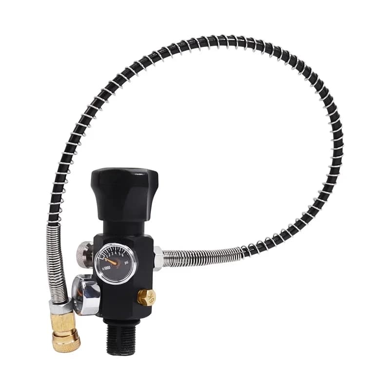 ACECARE 4500Psi 300Bar Fill Station Charging Valve Dual Gauge Up to 4500psi with 24" Inch High Pressure Hose