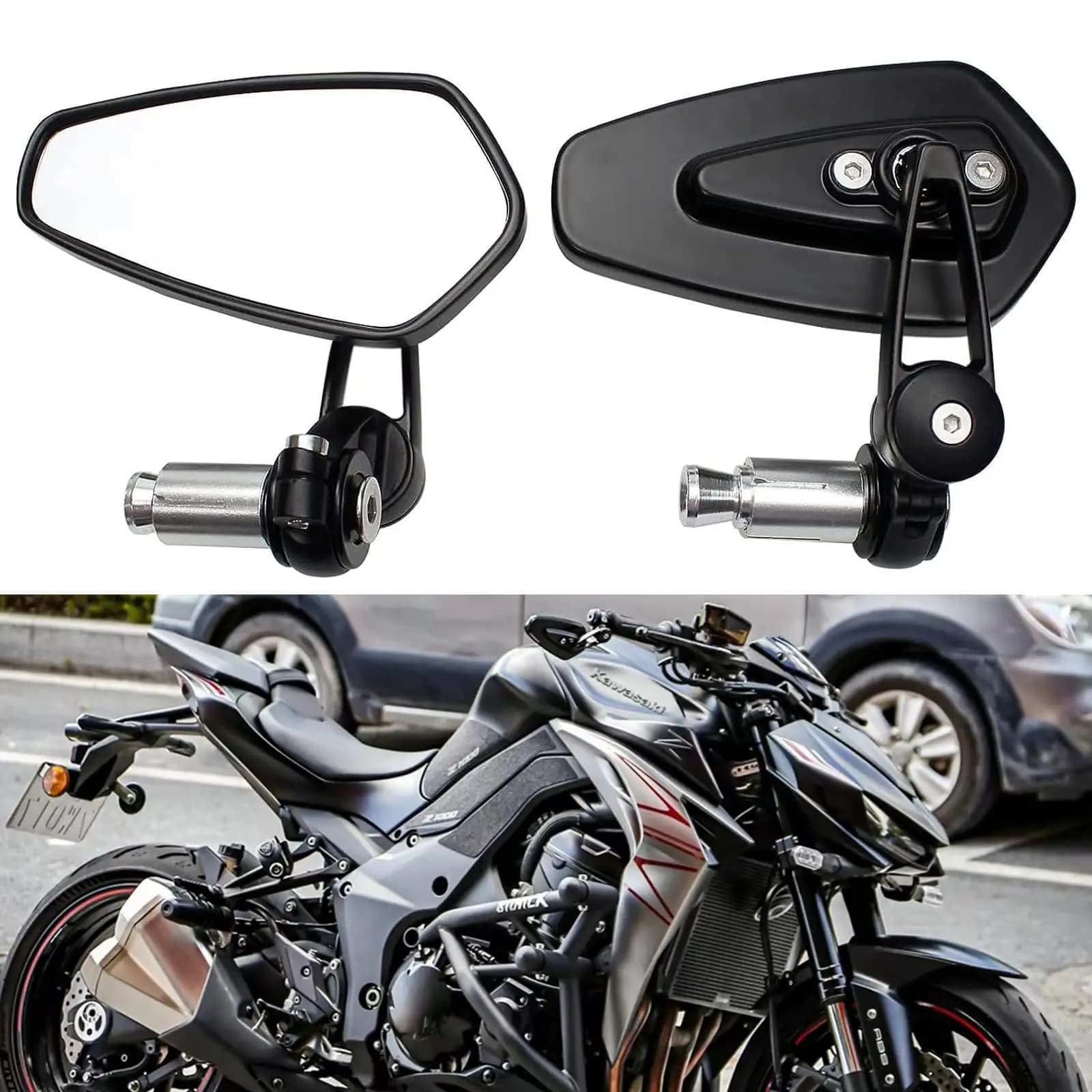 7/8" 22mm Motorcycle Handlebar End Mirror For Harley Yamaha Kawasaki Honda Suzuki HandleBar Rear View Side Mirror  7/8" 22mm