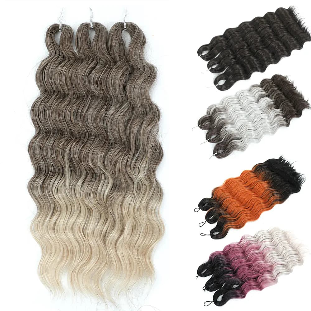 24 Inch Anna Hair Synthetic Loose Deep Wave Braiding Hair Extensions Ombre Blonde Water Wave Curl Twist Crochet Hair 300G