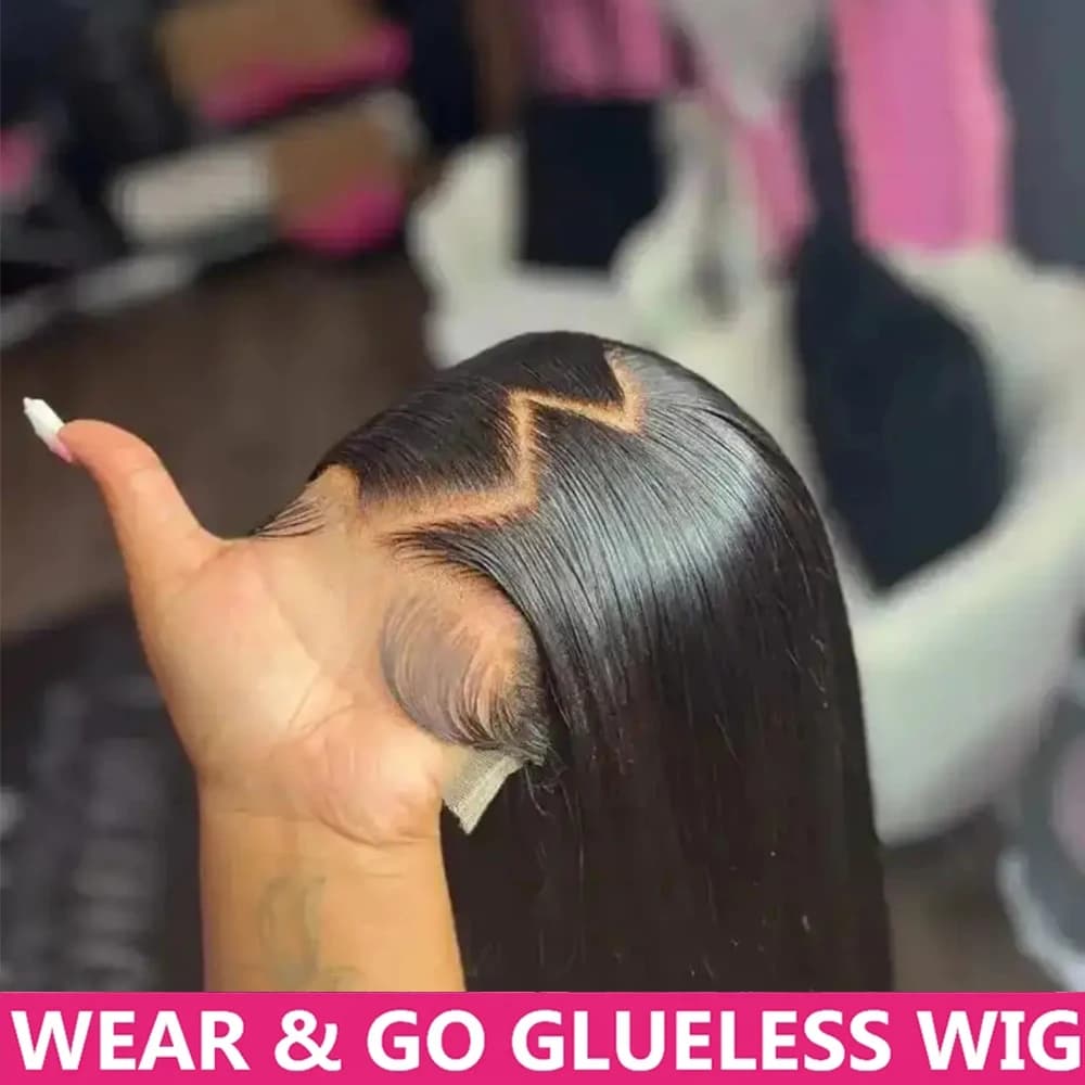 Wear Go Glueless Wig 30 34 Inch Bone Straight 13x6 HD Lace Frontal Wig Human Hair Pre plucked 6x4 Transparent HD Lace Front Wigs