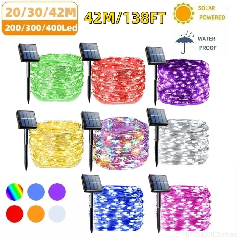 42M400Leds Solar LED Light Outdoor Festoon Lamp Garden Solar Fairy Light String Waterproof Christmas Garden Decoration Outdoor