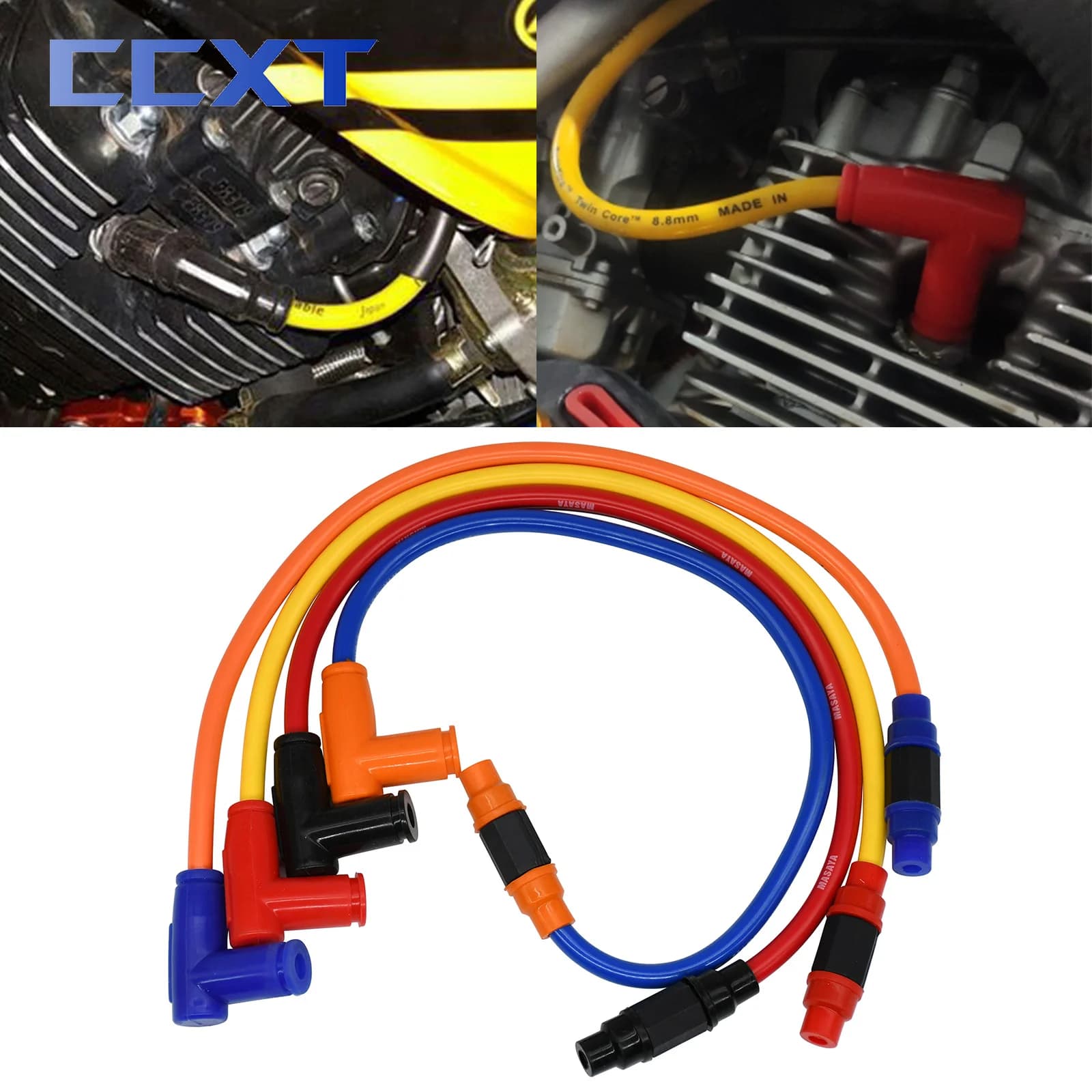 Motorcycle ATV 8.8mm Lgnition Coil Spark Plug Iridium Power Cable For Kawasaki Suzuki Honda Yamaha  KTM EXC EXCF XC XCF SX SXF