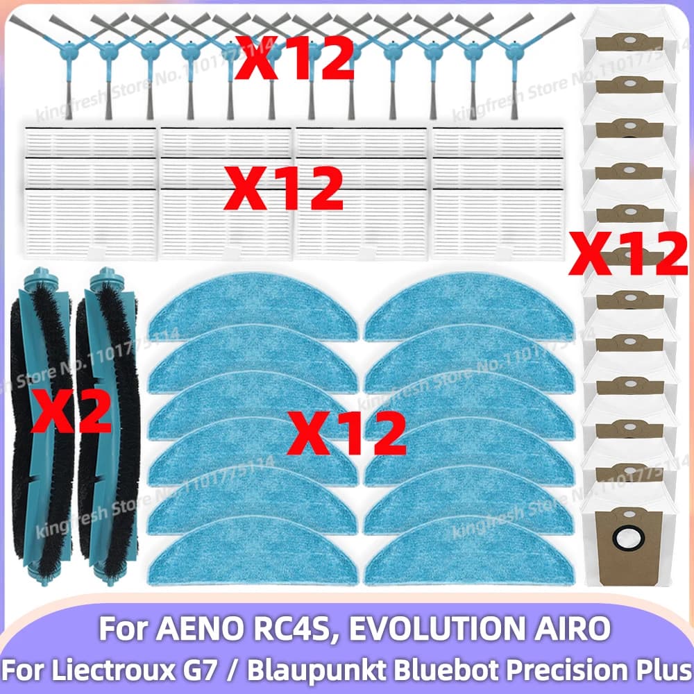 Fit For (Liectroux G7, Blaupunkt Bluebot Precision Plus, AENO RC4S, EVOLUTION AIRO) Parts Roller Brush Filter Mop Cloth Dust Bag