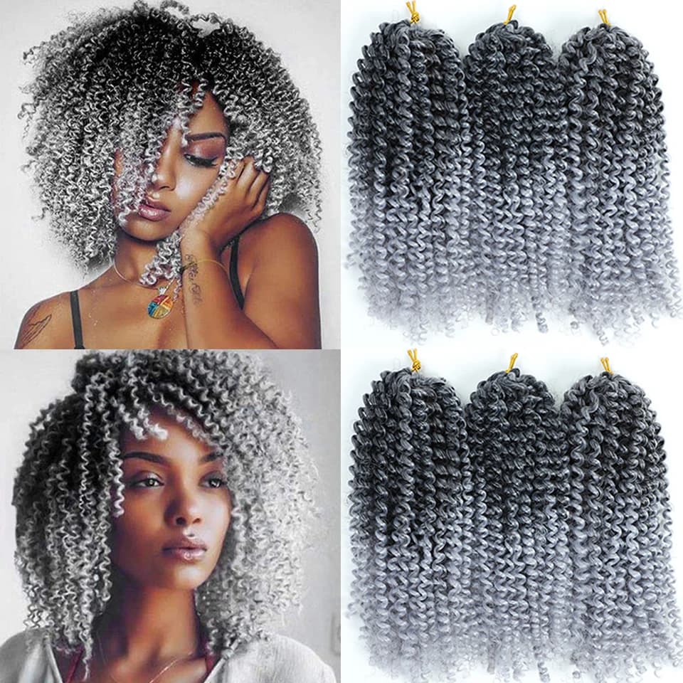 8 Inch Grey Marlybob Crochet Hair Red Blue Purple Bug 613 27 30Colors Synthetic Passion Twist Hair Bob Marley Kinky Curly Braids