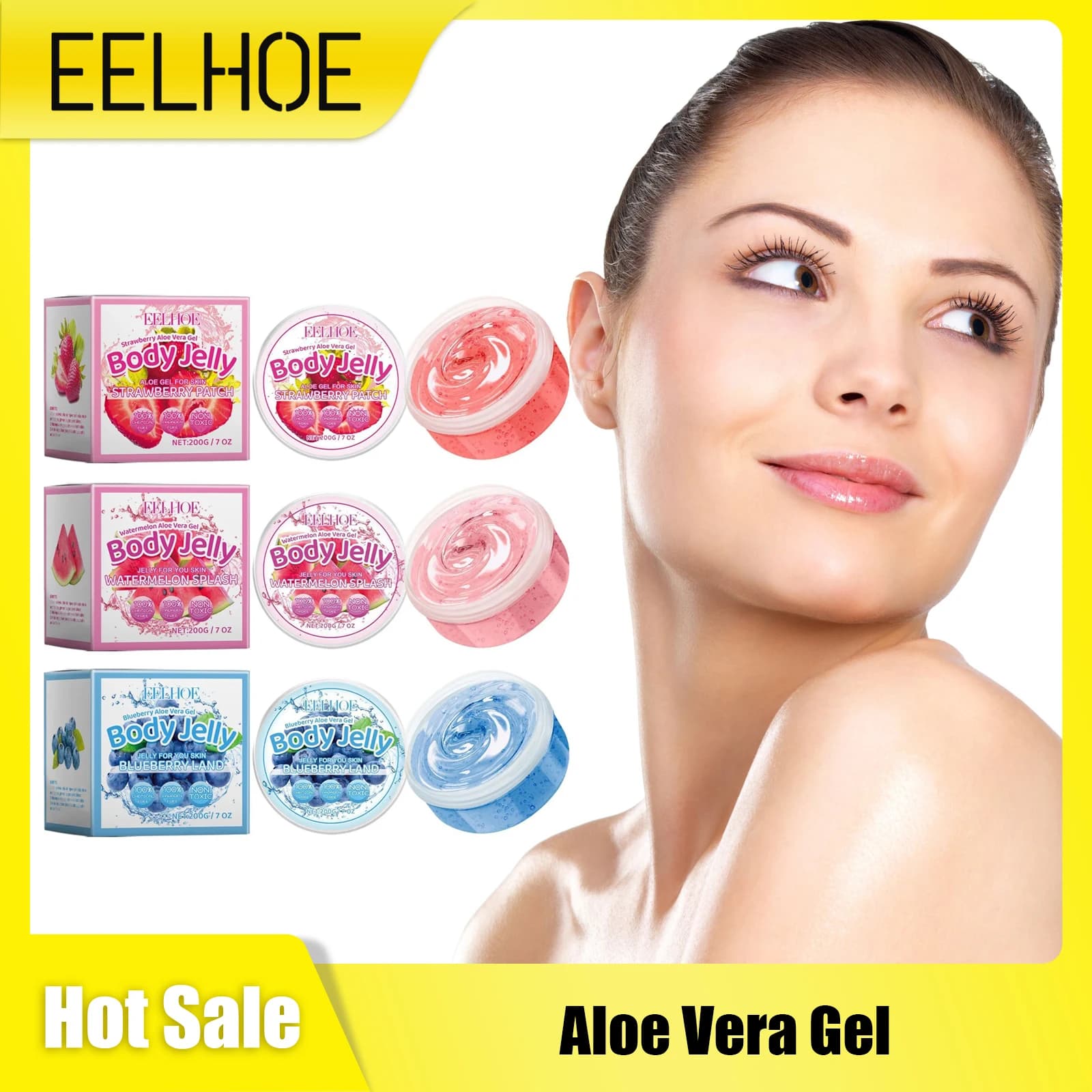 EELHOE Aloe Vera Gel for Cleansing Fruity Fragrance Soften Skin Long Lasting Nourish Fruity Body Lotion Gel Skin Care Products