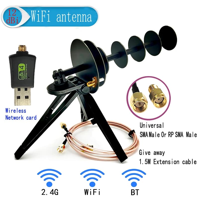 12dBi 2.4G WIFI Signal Receive Or Transmit Yagi Directional Antenna Computer Wireless Network Card USB Mini PCIE Adapter