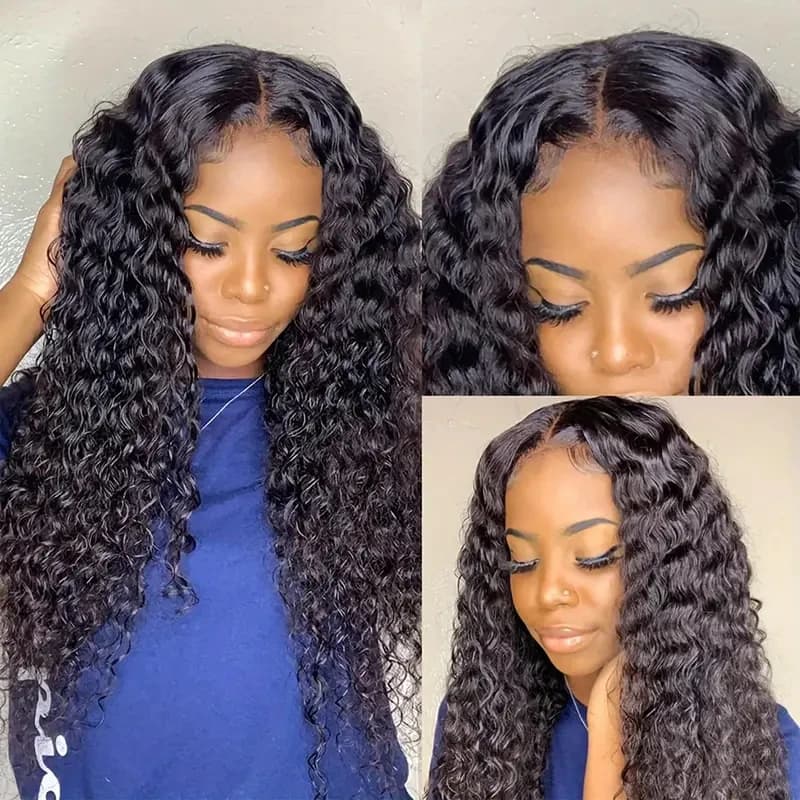 Alimice 4x4 Deep Wave Glueless Wig Lace Front Wigs Human Hair For Woman