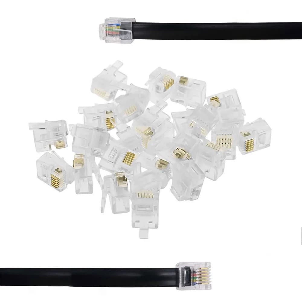 10-100Pcs Technical MOC Parts RJ12 6-Core Clear Crystal Head 6P6C Right Buckle Position EV3 Data Line Crystal Connector Cable