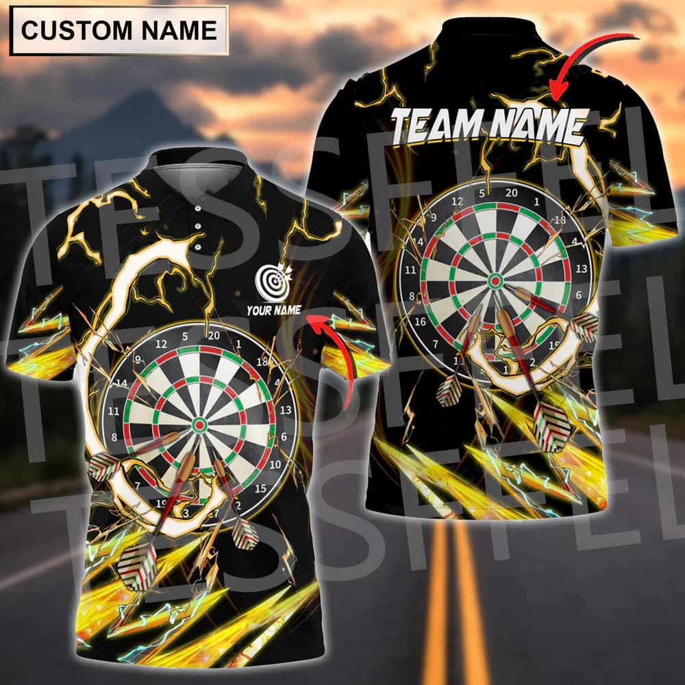 Custom Name Darts Player Sports Beer Game Retro 3DPrint Summer Casual Harajuku Polo Shirts Jersey Streetwear Short Sleeves XN14