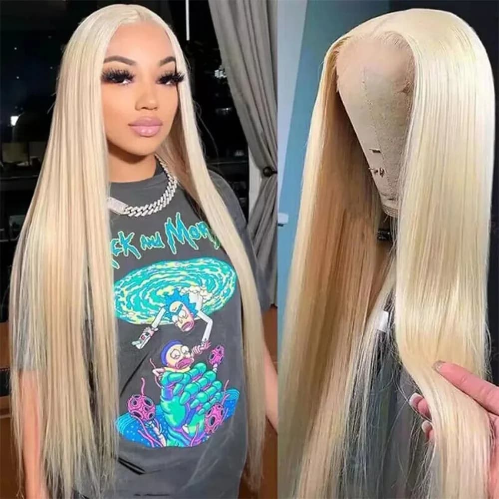 Luvin 34 40 Inch 613 HD Transparent Blonde 13x6 Lace Front Human Hair Wigs Pre Plucked Bone Straight Lace Frontal Wig For Women