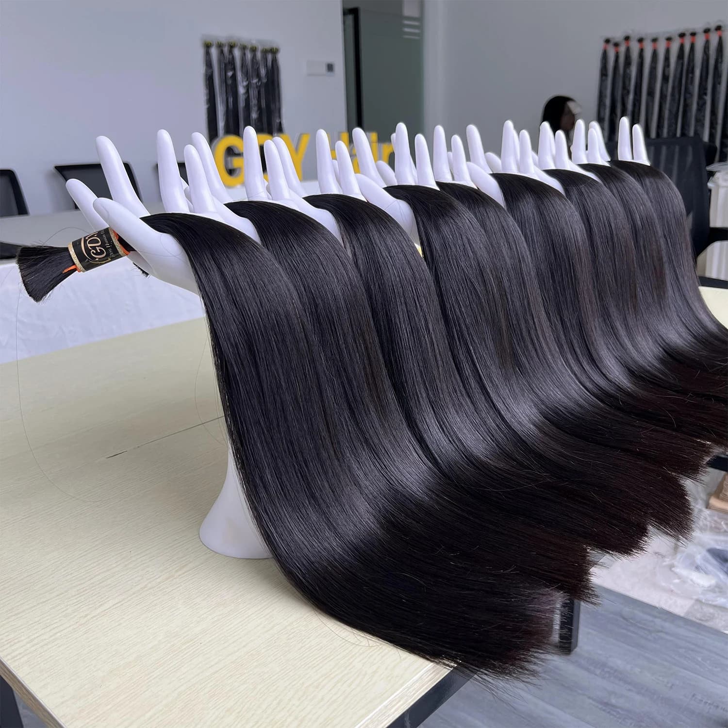 Swanee 15A Doube Drawn Human Hair Bulk For Braiding Vietnamese Hair No Weft For Braid Straight Bulk Human Hair Natural Black