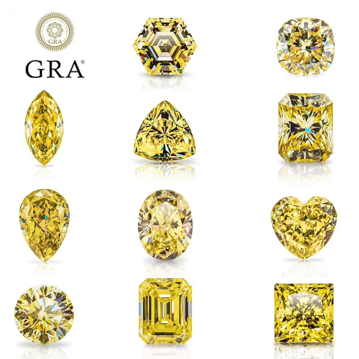 Lemon Yellow Moissanite Stone Emerald Cut Princess Cut with Certificate Diamond Gemstone VVS for Custom Jewelry Making