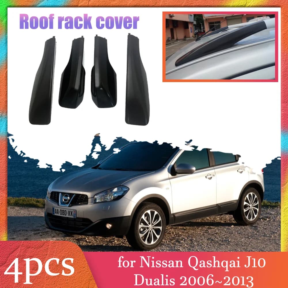 Car Roof Rack Cover for Nissan Qashqai J10 Dualis 2006~2013 Luggage Bar Part Rail End Shell Cap Trim Shell Accessories 2007 2008