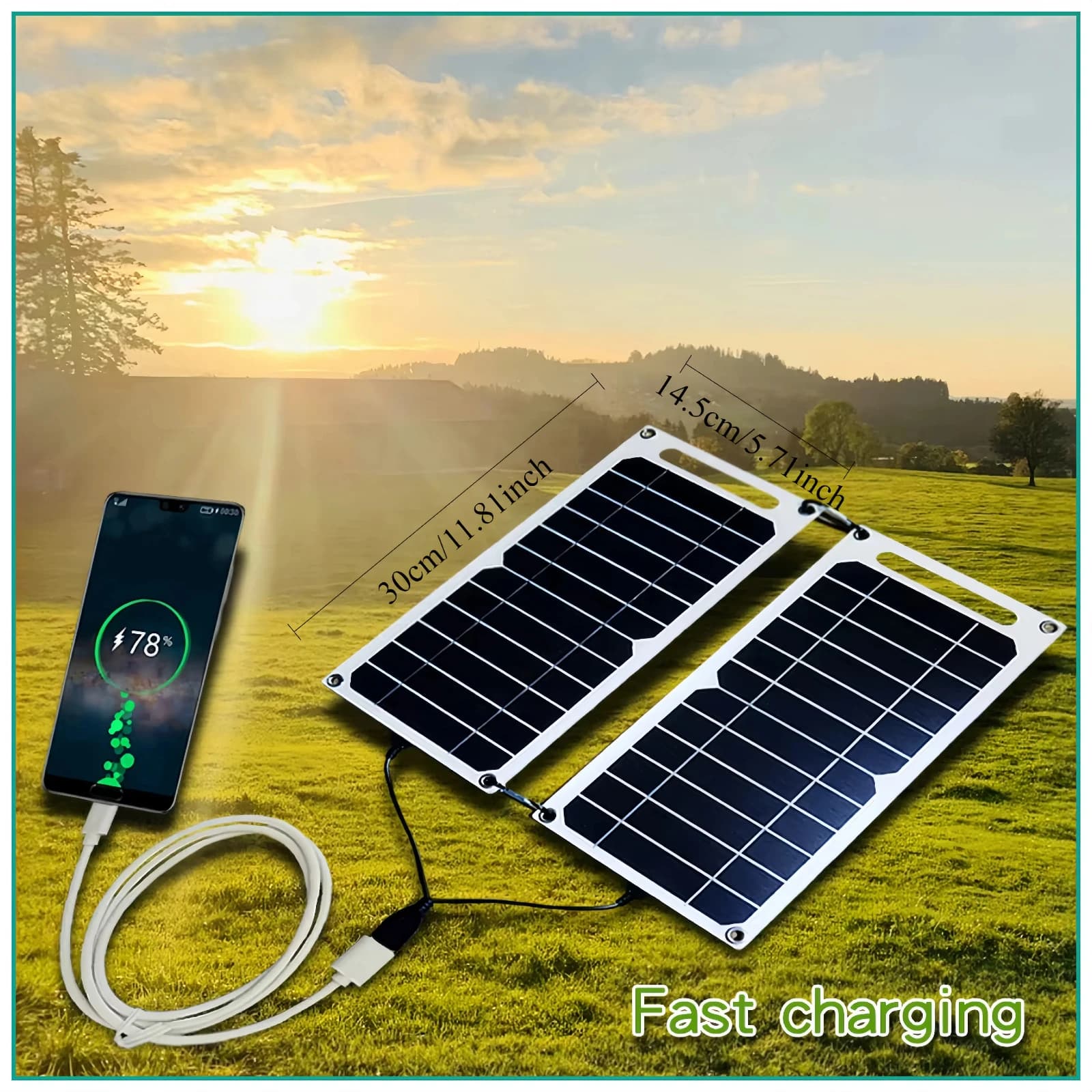 5-35W Solar Panel With USB Waterproof Outdoor Hiking And Camping Portable Battery Mobile Phone Charging Bank Charging Panel 6.8V