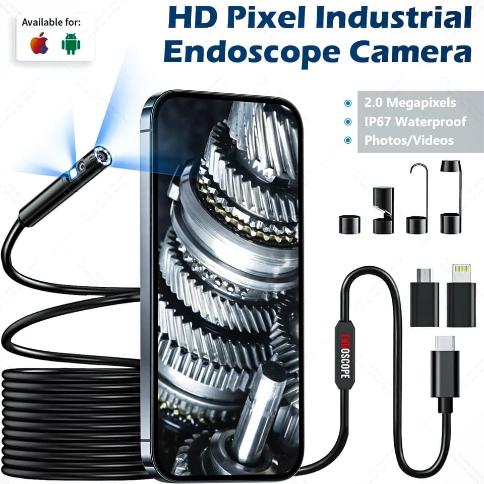 8mm 3in1 Piping Endoscope Single Dual Lens Type C Flexible Wire Inspection Tools Camera For Smartphone Android Cars Iphone 8 IOS