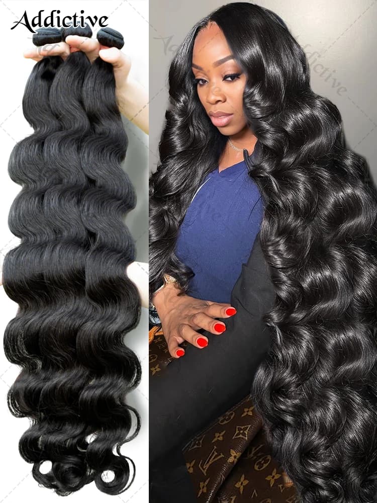 30 32 40 Inch Body Wave 3 4 Bundles Brazilian Remy 100% Unprocessed Human Hair Wavy Doule Drawn Bundles Weave Extensions