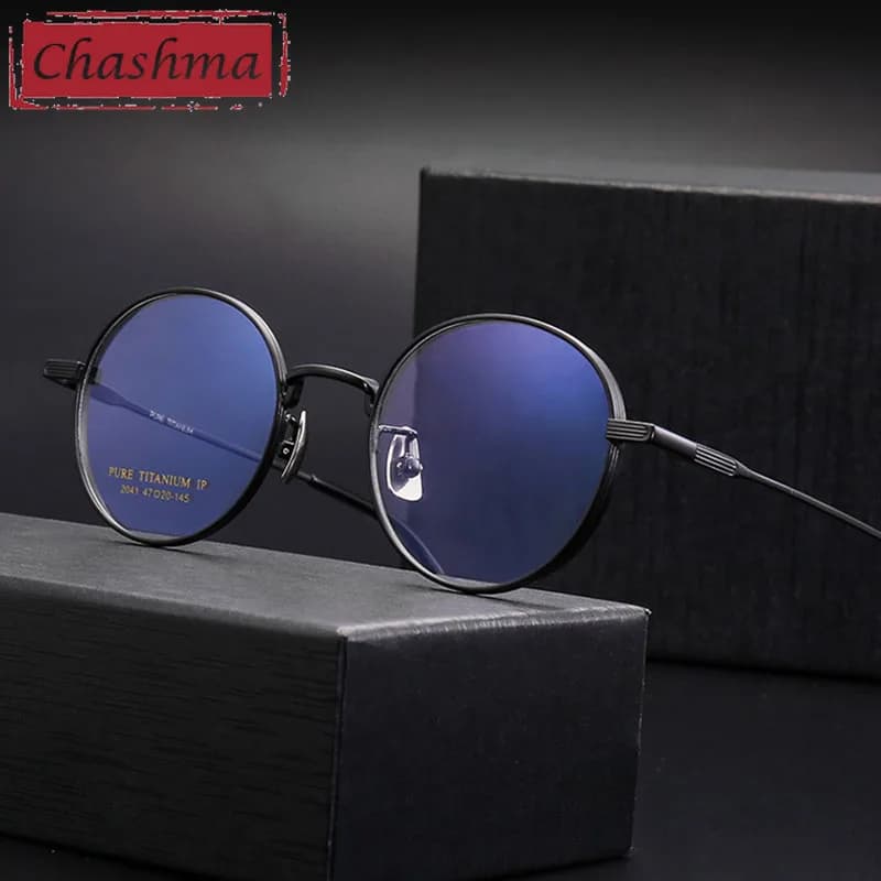 Chashma Pure Titanium Round Optical Eyeglasses Vintage Spectacle Retro Light 9 g Prescription Glasses Frames Fashion Eyewear