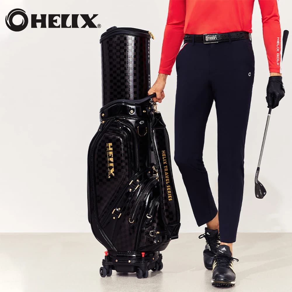 HELIX 6 Way Waterproof Golf Travel Bag with Wheels and Retractable Top Cover Golf Caddy Bag