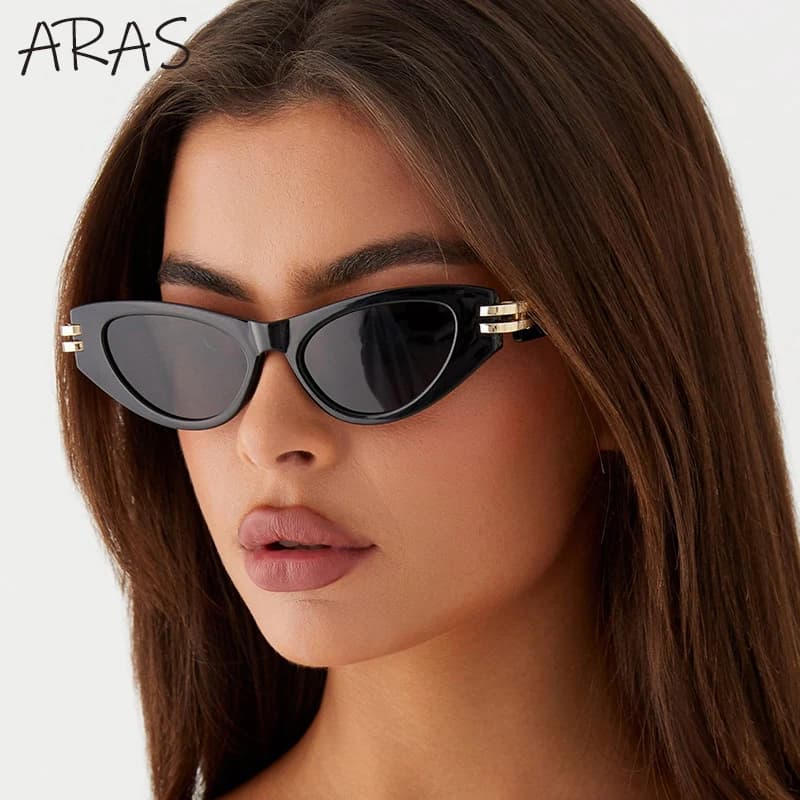 Vintage Small Frame Cat Eye Sunglasses Women 2024 Luxury Brand Designer Fashion Y2K Punk Shades Trendy Oval Eyewear For Ladies
