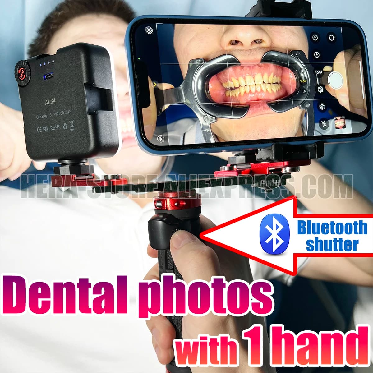 Bluetooth Dental Photography Kit. Dentistry LED Oral Filling Light For Photo and Video. No Reflection And Macro Teeth Photo