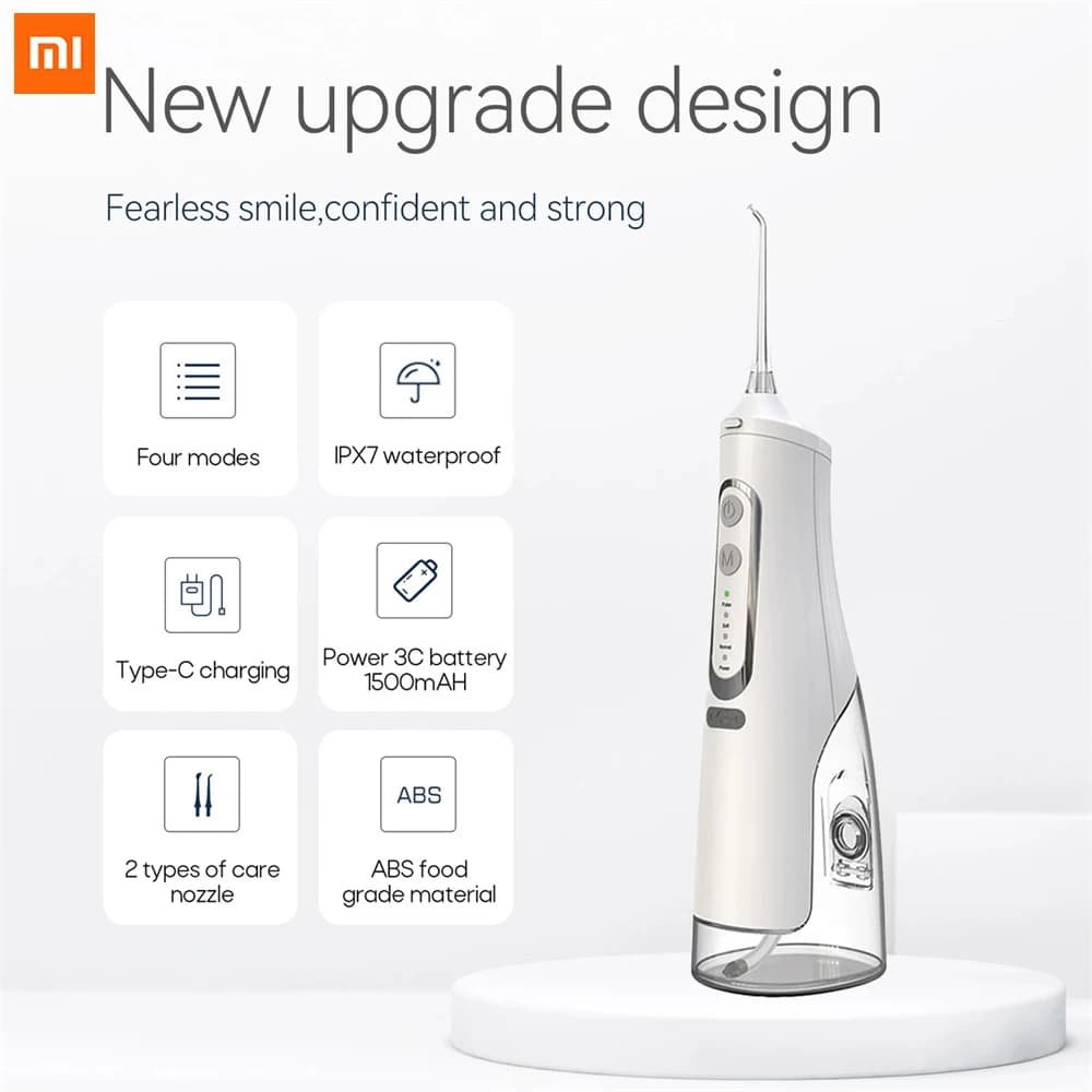 Xiaomi Oral Irrigator USB Rechargeable Water Flosser Portable Dental Water Jet 310ML Water Tank Waterproof Teeth Cleaner Travel