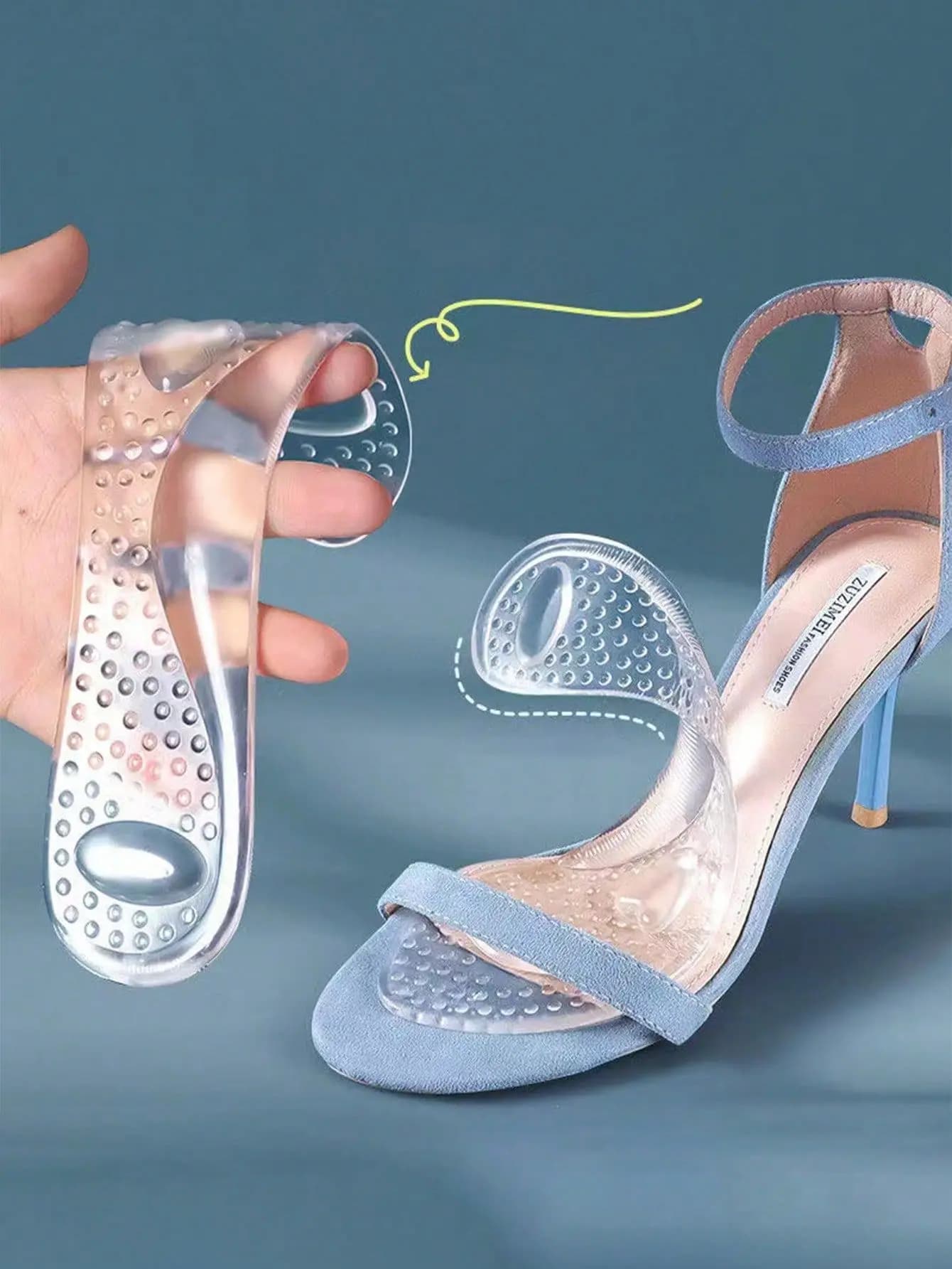 1 pair of silicone high top insoles for men and women, non-slip shock-absorbing insoles, soft and flexible shoes