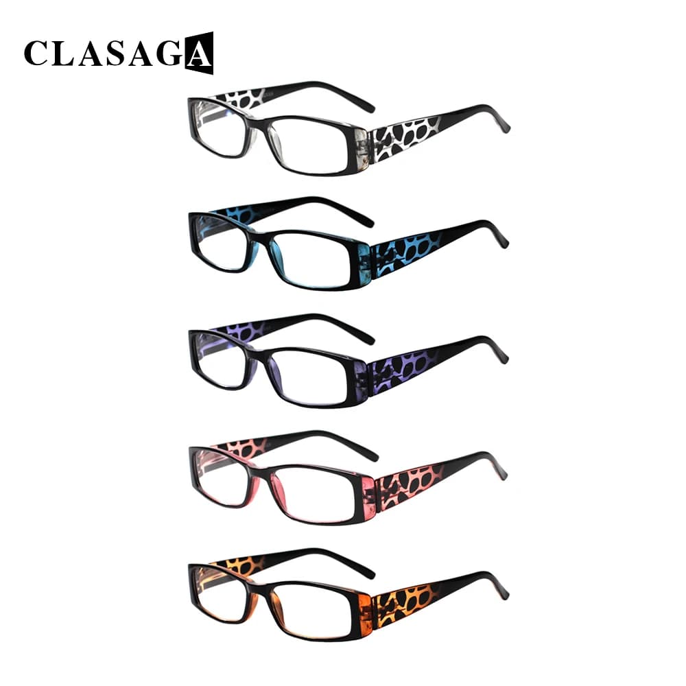 CLASAGA Retro Style Rectangle Reading Glasses With Spring Hinge Transparent Lenses High Quality Optical Prescription Glasses