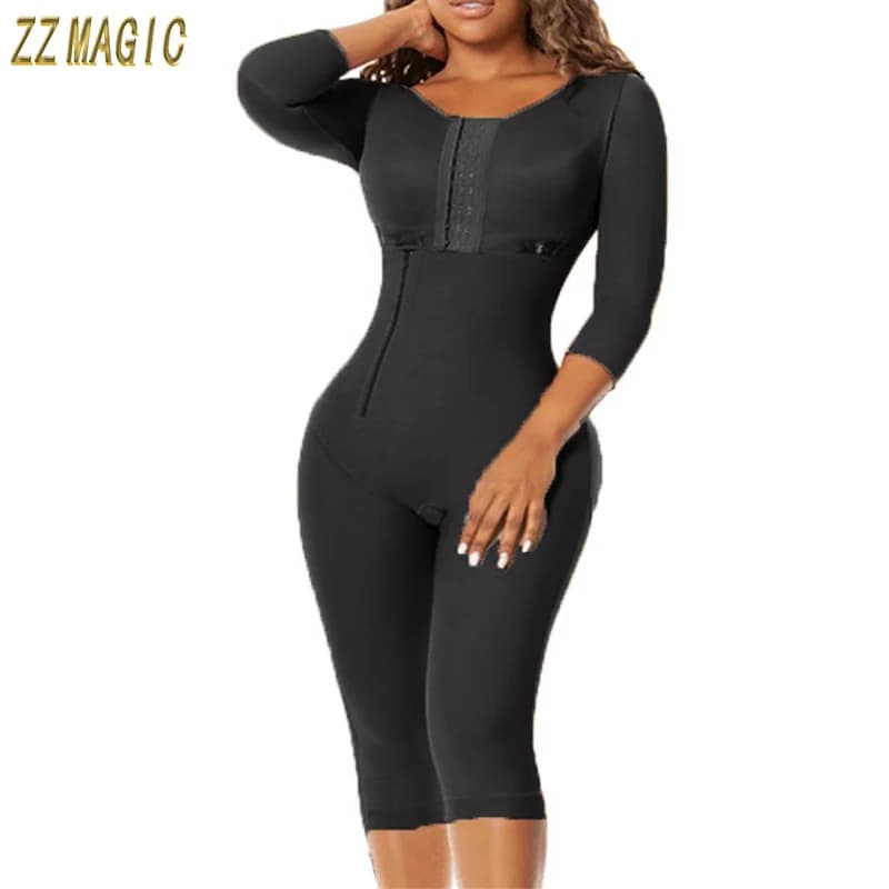 Fajas Colombianas Post Surgery Compression Post-surgical Use Women Body Shaper Fabrics Long GirdleTo the Knee