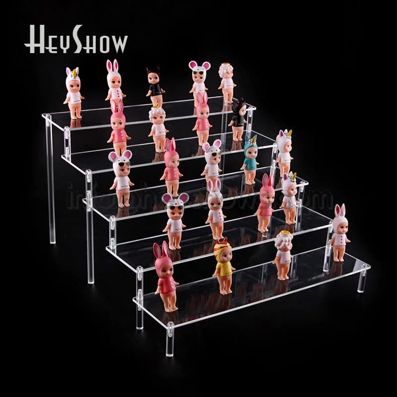 Acrylic Display Stand Figure Toy Model Display Stand Decoration Put Doll Doll Hand Handle Trapezoidal Shelf Box Accessories
