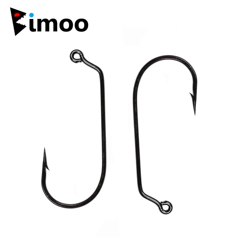 Bimoo 20PCS High Carbon Steel 60 Degree Jig Hook Thicked Saltwater Freshwater Soft Worm Hooks  1# - 6/0#