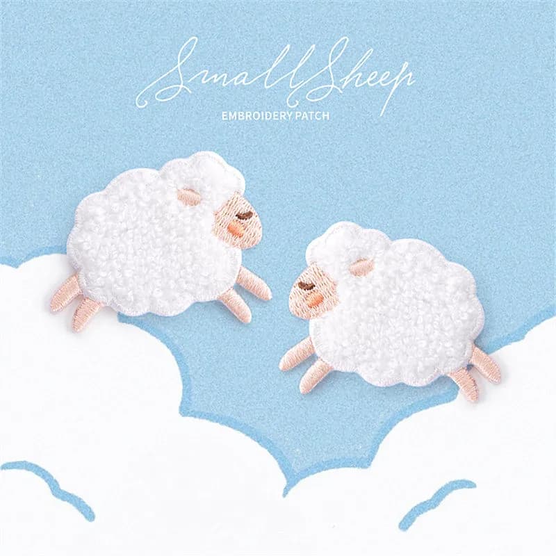 MAXSIN FUN 1 Pc High Quality Embroidered Cute White Plush Sheep Sticker Iron On Clothes Jeans Patch DIY Garment Accessories