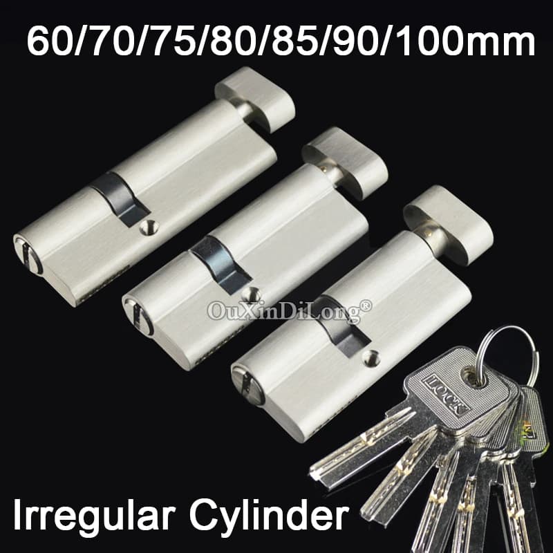 1PCS Irregular Security 60 70 75 80 85 90 100mm Door Lock Brass Cylinder Single Open Knobs Entrance Bedroom Cylinder GF322