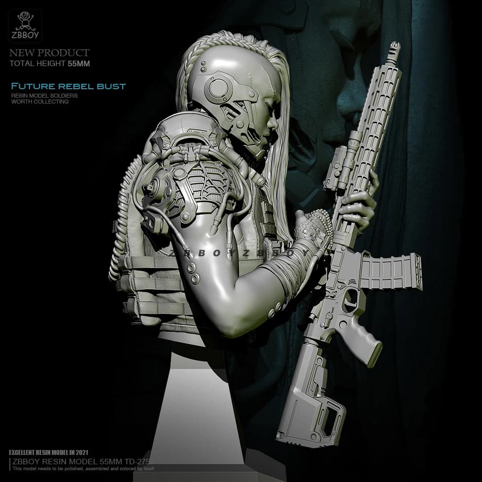 55mm Resin bust DIY beauty model kits self-assembled  TD-2759